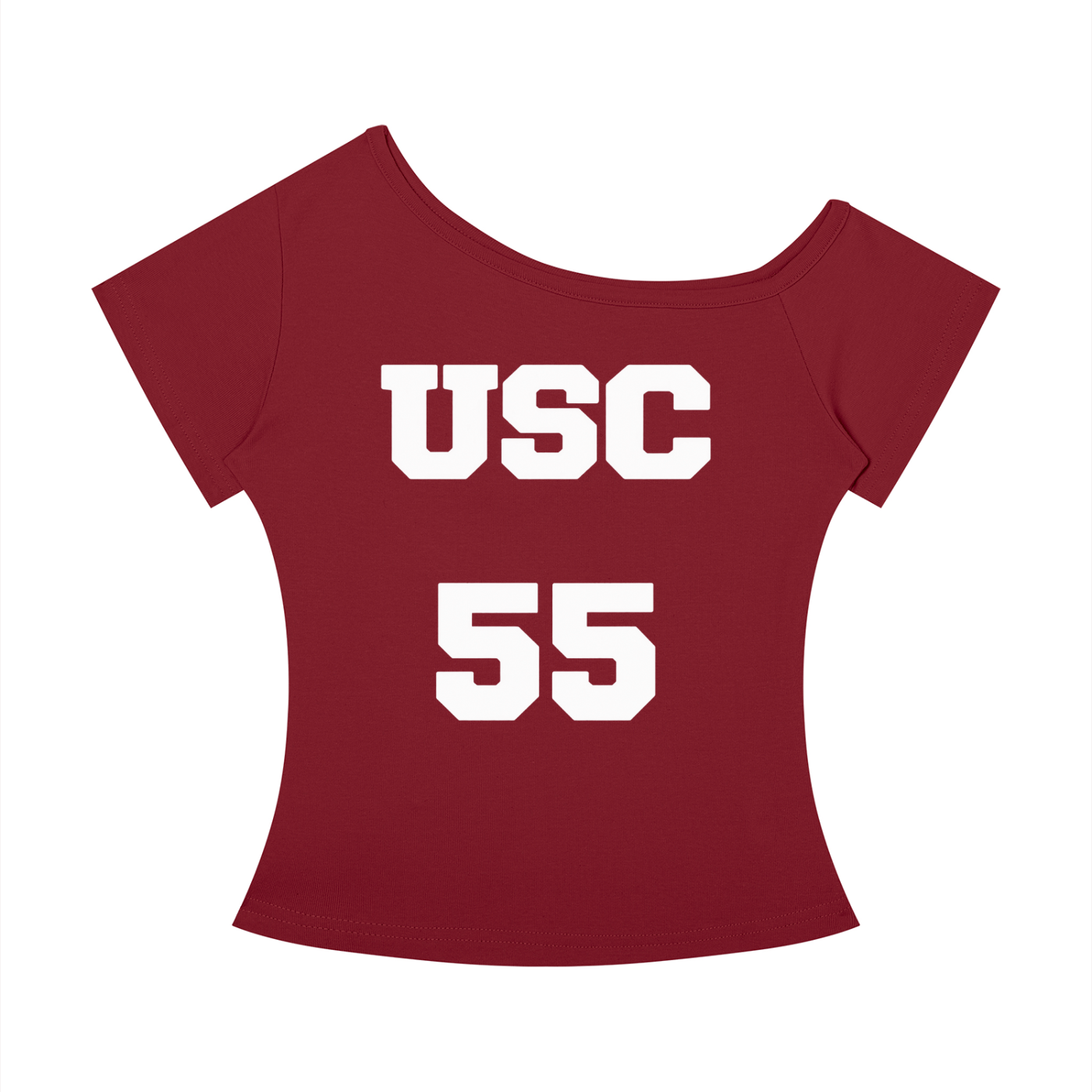 USC off the shoulder jersey tee